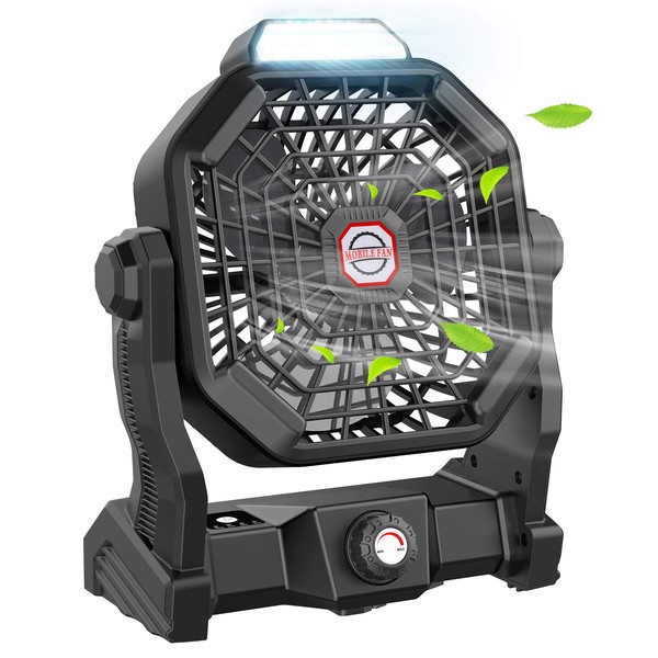 JINLICTE Camping Fan with LED Lantern, 36 Hours 9 Inch