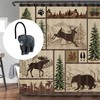Sunlit Rustic Decorative Shower Curtain Hooks, Black Bear Shower Curtain