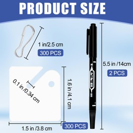 300 Pcs Rack Key Tags White Square Plastic Hanging Tags with 2 Black Markers, Metal Snap Hooks for Slotted Key Cabinets Boxes Lockers Sturdy Frosted Item Identifiers for Home Office and Garage