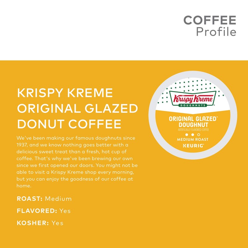 Krispy Kreme Original Glazed Doughnut, Single-Serve Keurig K-Cup Pods, Flavored