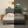 Vecelo Bed Frame with LED Light USB Ports Queen Full