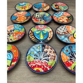 Set of 4 Talavera Appetizer Plates - 6" Hand-Painted Mexican Pottery, Vibrant Decorative Dishware, Handmade in Mexico