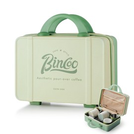 Bincoo Coffee Maker Travel Bag - Portable Pastel Green Coffee Gear Storage Box – Stylish 2-Layer Travel Case for Outdoor Coffee Lovers, Coffee Maker Travel Case for Barista (Green)