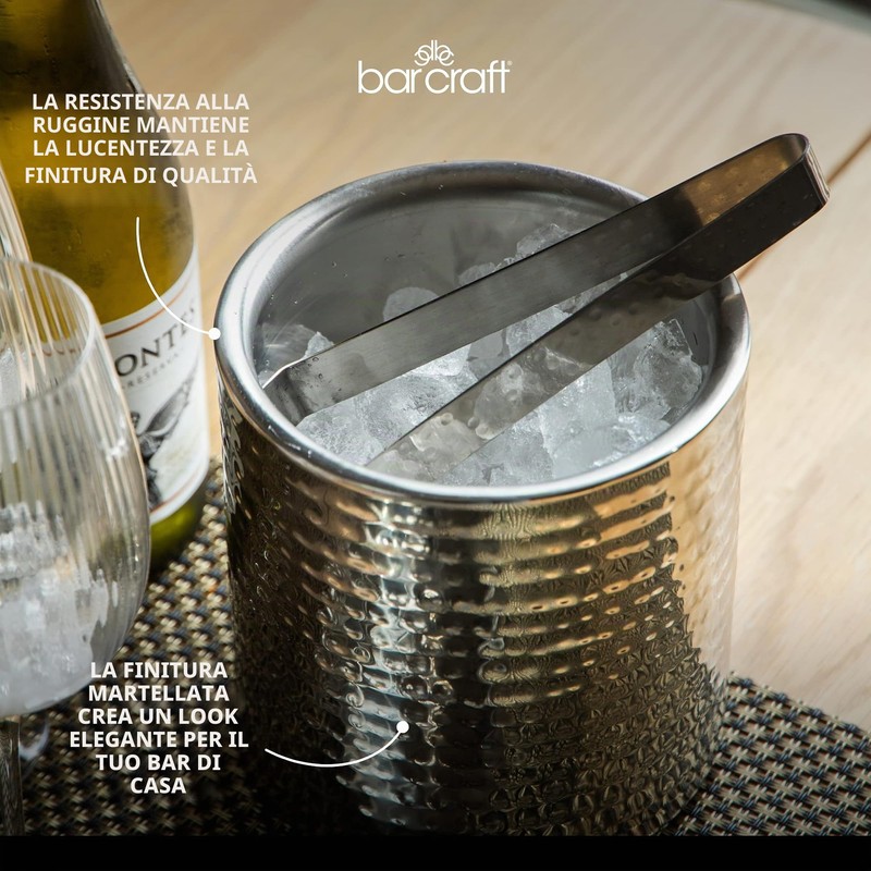 BarCraft Secchiello per il Ghiaccio con Pinze e Coperchio in