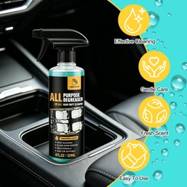 rexibuz 2Pcs All Purpose Degreaser for Car and House,Lemon Scent,Heavy-Duty Cleaning Spray For Car Interior and Exterior,Quick Stain Removal for Kitchen,Countertops,Appliances,120ml/4fl.oz