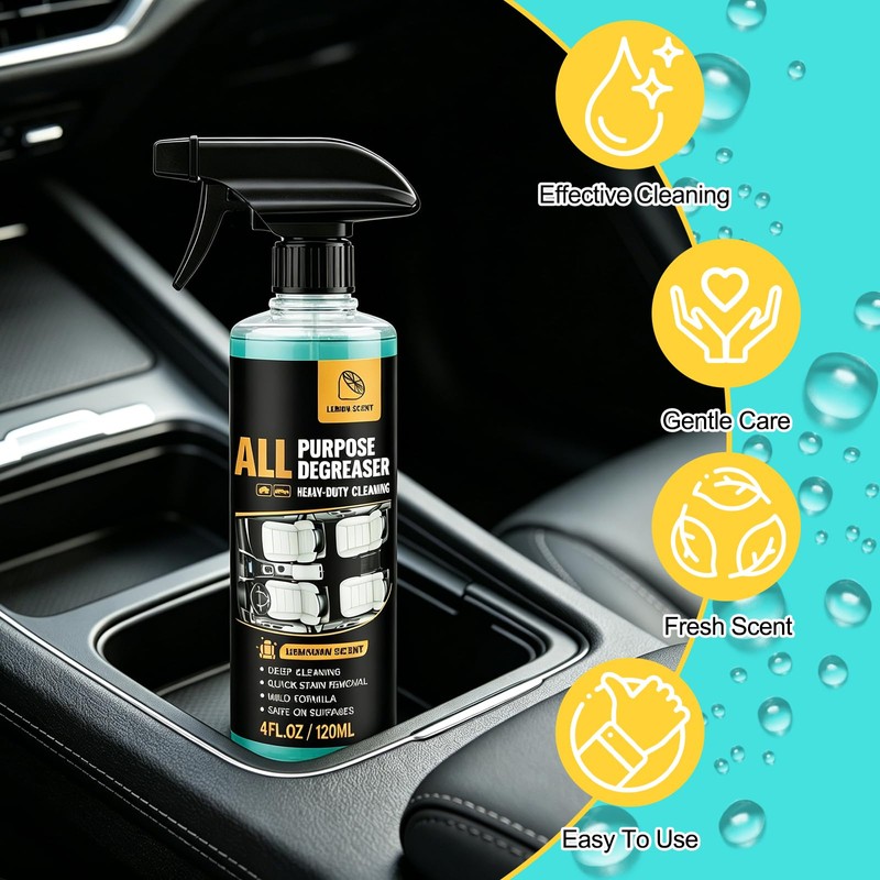 rexibuz 2Pcs All Purpose Degreaser for Car and House,Lemon Scent,Heavy-Duty