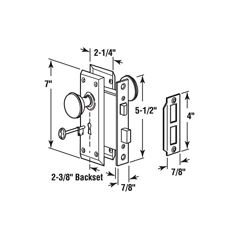 Prime-Line E 2495 Mortise Keyed Lock Set with Classic Bronze