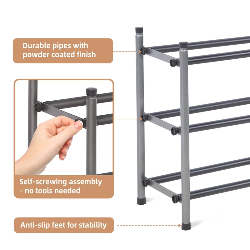 STORAGE MANIAC Expandable Shoe Rack, 12 Pairs Stackable Small Shoe