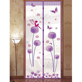 Magnet Mosquito Net Hands-Free Curtains Tulle Window Door Screen,No More Mosquitoes or Insects (Purple Dandelion)