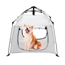 ASFANES Outdoor Waterproof Pet Automatic Camping Tent, Pop up Cave Bed for Indoor Cats and Small Dogs, Portable Cat House Dog House, White.