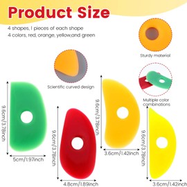4pcs Silicone Pottery Ribs, Soft Silicone Sculpting Tools Set, Multi Styles for DIY Smooths Shapes Pottery Trimming Tools(Bright Color,Classic Style)