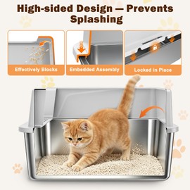 AIPERRO Small Stainless Steel Cat Litter Box for Kitten & Rabbit