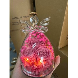 Beferr Gifts for Women Birthday Gifts for Mom Fresh Flowers for Delivery Prime Forever Preserved Rose in Glass Angel Figurine for Grandma Daughter Wife