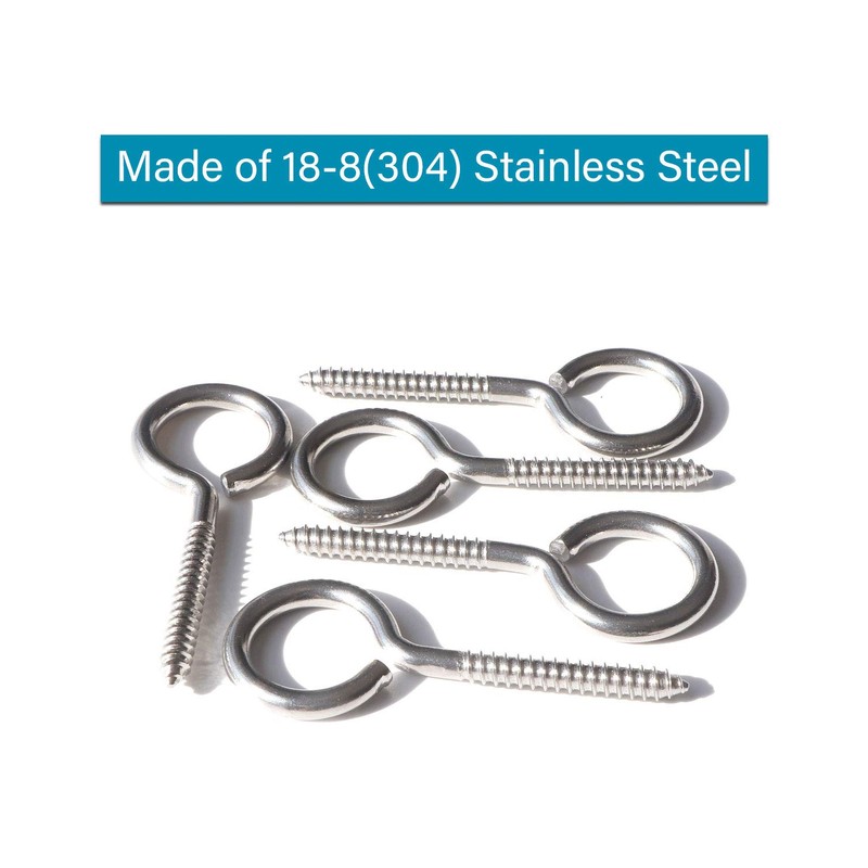IMScrews 5pcs #11 x 2-3/4 Inch Screw Eyes Small Eyelet