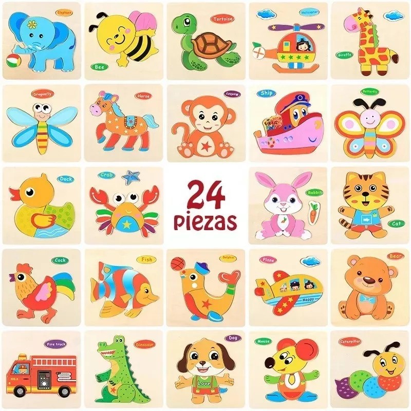 MT 24rompecabezas Figuras Surtidas Para Niños,juguete Educativo