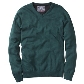 Charles Wilson Men's Fine Knit Cotton V-Neck Jumper (XL, Dark Green (0422))