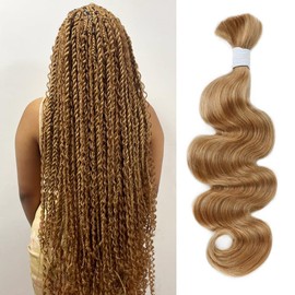 Goulus Body Wave Bulk Human Hair For Braiding #27 Honey Blonde Boho Braids Human Hair Brading Hair Extensions 100g One Bundle Wet and Wavy Human Braiding Hair For Boho Braids(22inch, Honey Blonde)