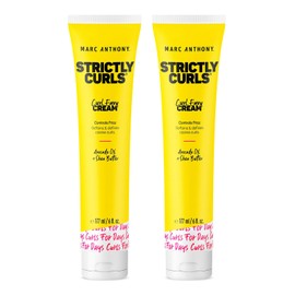 Marc Anthony Crema mejoradora de rizos, estrictamente rizada, manteca de karité, vitamina E y aceite de aguacate suaviza y define los rizos gruesos, producto de peinado antifrisz sin sulfatos para cabello rizado y ondulado, 2 unidades