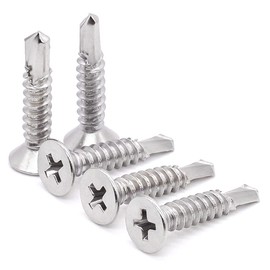 Glvaner #14 x 2" Stainless Steel 410 Flat Head Self Drilling Screws 30 of Pack Self Tapping Screws Sheet Metal Screws with a Drilling Point