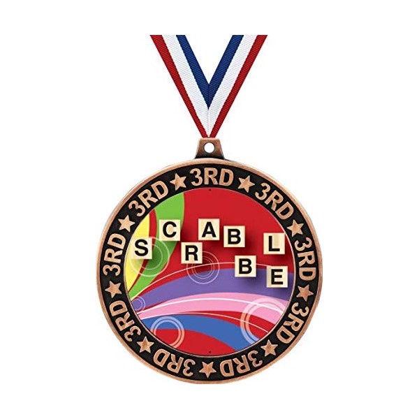 Scrabble 3rd Place Perimeter Medal Bronze, 2.75" Scrabble Board Games