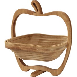 Fuji Boeki 28680 Basket, Accessory Box, Width 8.3 x Depth 6.7 x Height 9.1 inches (21 x 17 x 23 cm), Bamboo Folding Trivet, 2-Way, Small, Apple