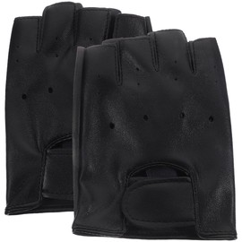 PACKOVE 2 Pairs Leather Gloves for Kids Comfortable Outdoor Sports Gloves Half Finger Riding Mittens Youth