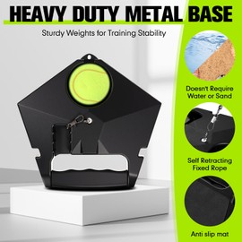 Simgoing Portable Tennis Trainer Practice Rebound with Metal Base Tennis Trainer Practice Equipment with 6 Highly Elastic String Balls for Adult Kids and Beginners