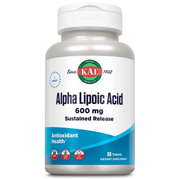 KAL Alpha Lipoic Acid SR Tablets, 600 mg, 60 Count