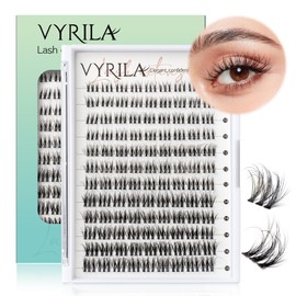 VYRILA Lash Clusters 0.05mm Individual Lashes, 3D Wispy Lashes Clusters, 0.1mm Super Thin Band Resuable Natural Lashes,D Curl Faux Mink Lashes,108pcs Lash Extension (Green Soul-D-0.05-8-16mix)