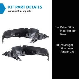 TRQ TRQ Inner Fender Liner Set Compatible with 2001-2006 Acura MDX AC1248112 AC1249112 AC1250101 AC1251101