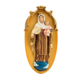 Virgin of Carmen Hanging Plaque Hand Painted Resin 9cm x 2cm x 19cm