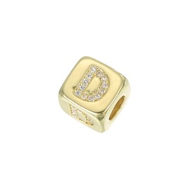 sourcing map Rhinestone Letters Cube Beads, 26 Letters Dice Charm A-Z European Square Charm Alphabet D Initial Dice Bead for Pendant DIY