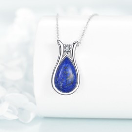 HOPEEZZ Lapis Lazuli Necklace for Women Sterling Silver Lapis Lazuli Necklace Pendant Lapis Lazuli Jewelry Gift for Women (lapis lazuli)