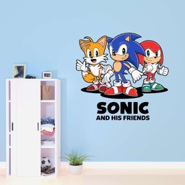 Tails, Knuckles and His Friends Adventurous Quote Wall Decal Decoration Hedgehog Supersonic Character Friends Silhouette Drawing Kids Cartoon Easily Removable - Size: 18 in(W) x 20 in(H)