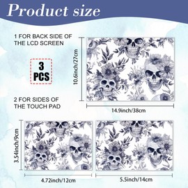 PLIGREAT Laptop Aufkleber Sticker Skin Cover Laptop Aufkleber Mit Totenkopf Blumen Motiv Passend Für 12" 13" 13.3" 14" 15" Laptops Universell Abnehmbar Vinyl Notebook Kunstschutz Netbook PC Abdeckung