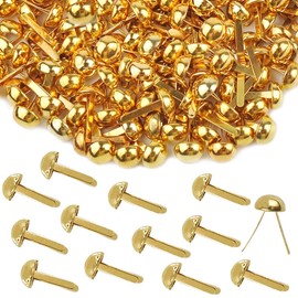 300 Pcs Brass Fasteners,brads for Paper Crafts,Brass Brads Round Fasteners,Paper Fasteners,Brass Brad Paper Fasteners,pins for Crafts DIY Handicraft School Project Supplies(0.32x0.6 Inch Gold)