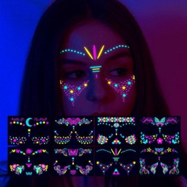 Neon Tattoo Stickers Water Transfer Face Stickers 8 Sheets DD-12934