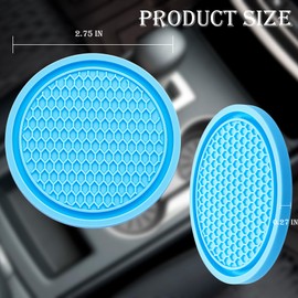 MEAJOO 2PCS Car Cup Holder Coaster, Universal Auto Non-Slip Cup Holder Coaster, 2.75In Universal Non-Slip Recessed Car Interior Accessories (Liaght Blue)