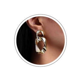 Atentuyi Punk Irregular Chunky Square Earrings Gold Large Square Dangle Earrings Big Square Hoop Earrings Geometric Dangle Drop Earrings Hollow Square Stud Earrings Jewelry for Women and Girls