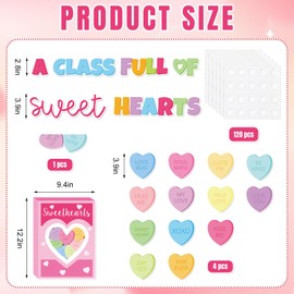 JarThenaAMCS Valentine's Day Classroom Door Decoration Candy Hearts Bulletin Board Set Conversation Heart Paper Cutouts for School Classroom Wall Door Welcome Decor