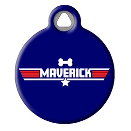 Dog Tag Art Maverick Pet ID Tag for Dogs and Cats, Silent Polymer Coated Stainless Steel Nametag with Customized Identification Information - Large 1.25" Diameter