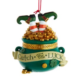 Kurt Adler 3.375 Inch Resin Irish Pot of Gold Ornament