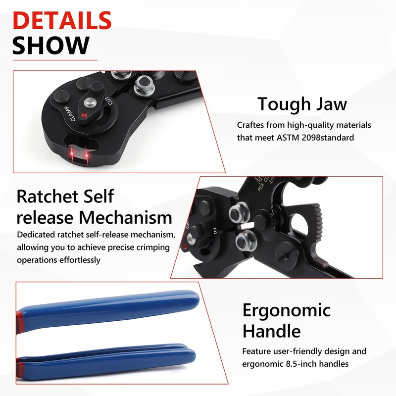 MGYOO Pex Crimping Tool Cinch and Remove Dual-Function Pex Crimp