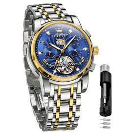 OLEVS Self Winding Watches for Men Tourbillon Automatic Mechanics Luxury Dress Stainless Steel Strap Luminous Waterproof Men Wrist Watches