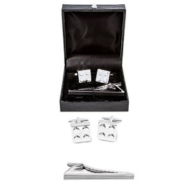 MRCUFF Building Block Pair of Cufflinks and Tie Bar Clip with a Presentation Gift Box