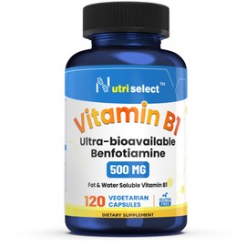 Nutriselect 120 Capsules containing 500 mg of Vitamin B1, Non-GMO, Vegan, Gluten Free, Benfotiamine