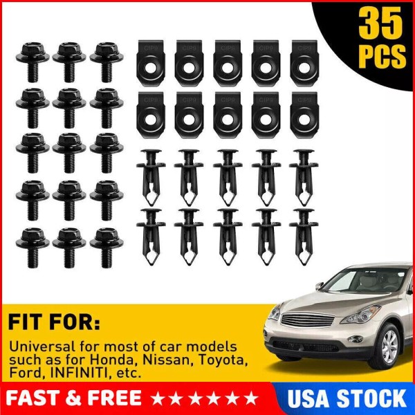 Unbranded 35PCS For Honda Body Bolts & U-nut Clips M6
