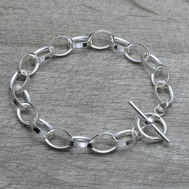 Sterling Silver Charm Bracelet with Toggle Clasp (8.1 inches)