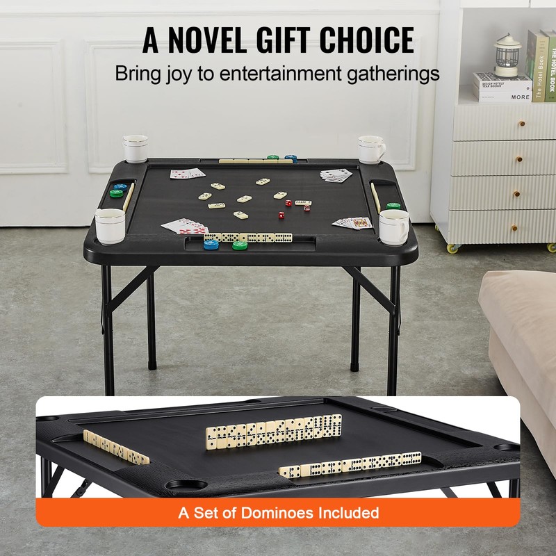 VEVOR Folding Card Table, 4 Player Portable with 4 Cup
