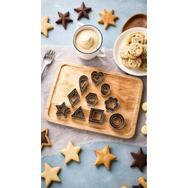 Honwor 30-Piece Mini Cookie Cutter Set - Stainless Steel Shapes for Pastry, Pie Crust, Fruit - Star, Flower, Heart, Square, Triangle, Oval, Raindrop & More Geometric Molds